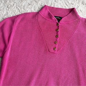 vintage 90s henley sweater bubblegum pink faded M